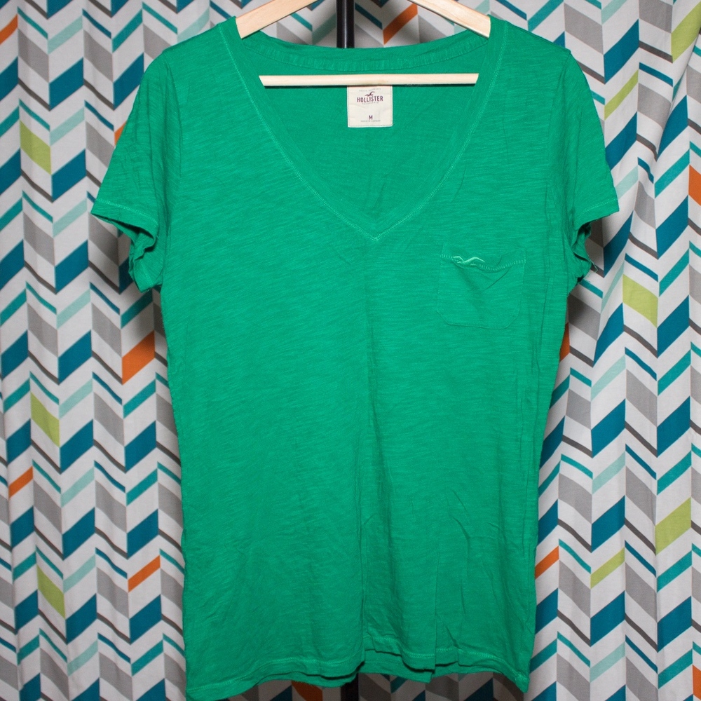 2/$10 or 4/$15! Hollister Green V-Neck Pocket Tee